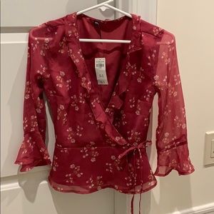 abercrombie & fitch spring wrap blouse
